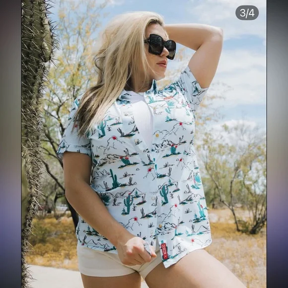 DIXXON Desert Bloom Button Up Western Shop Party Blouse XXL Women’s Retro Cowboy - Picture 3 of 6